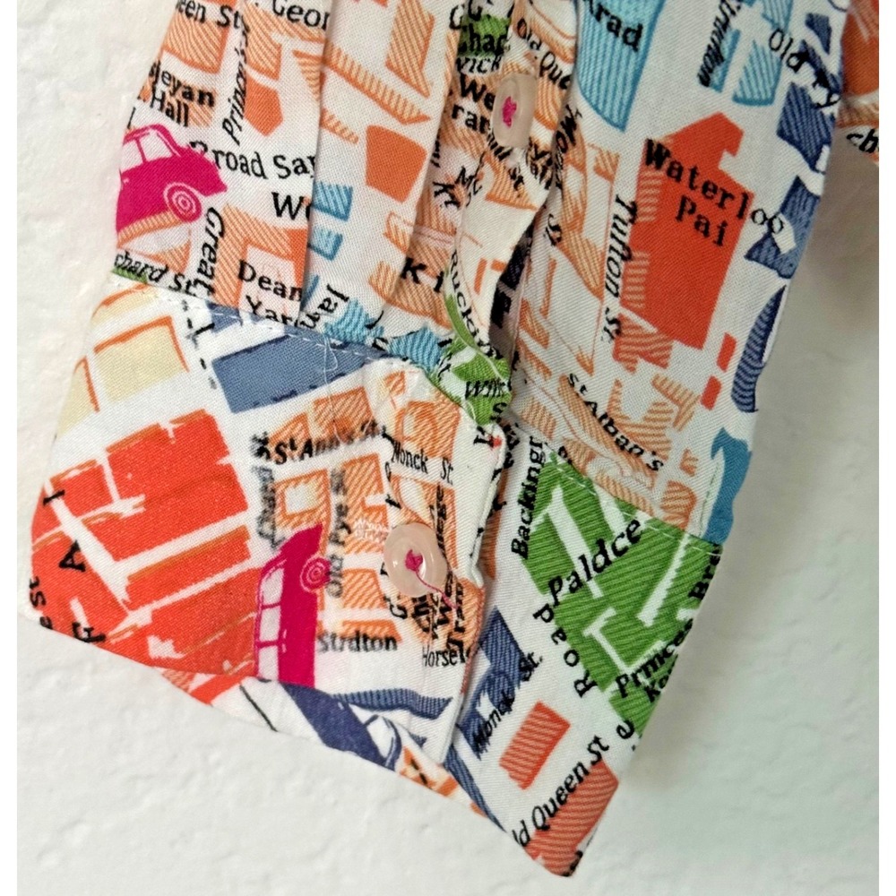 MAEVE Anthropologie Cartography London‎ Map Print Blouse Size 2 Shirt Top - Picture 6 of 16